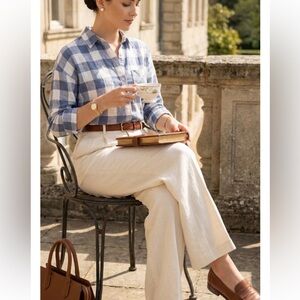 Untuckit Volnay Blue and White Flannel Plaid Checkered Shirt NEW 4